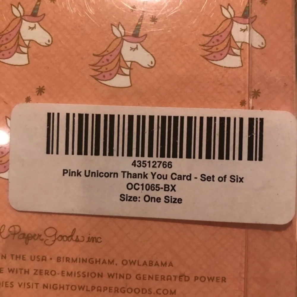 Pink unicorn thank you card box‎ set